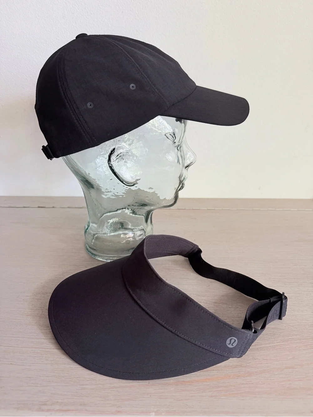 Lululemon Black Running Baseball Cap & Fast Paced Visor Set (lot 2) Adjustable